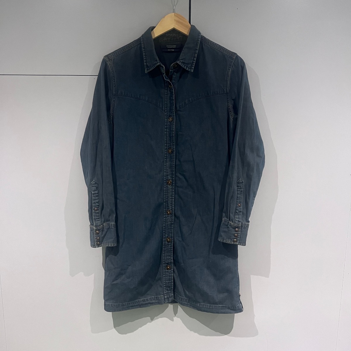 Scotch & Soda Denim Shirt Dress XS Blue Long Sleeve Western Cotton Button Up