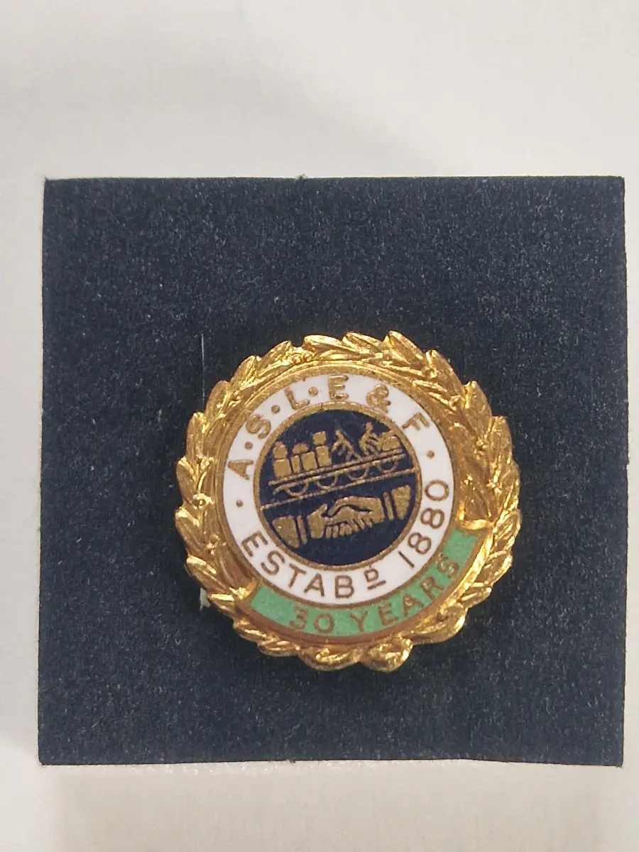 ASLEF 30‑Year Long Service Enamel Badge — Thomas Fattorini Birmingham Maker