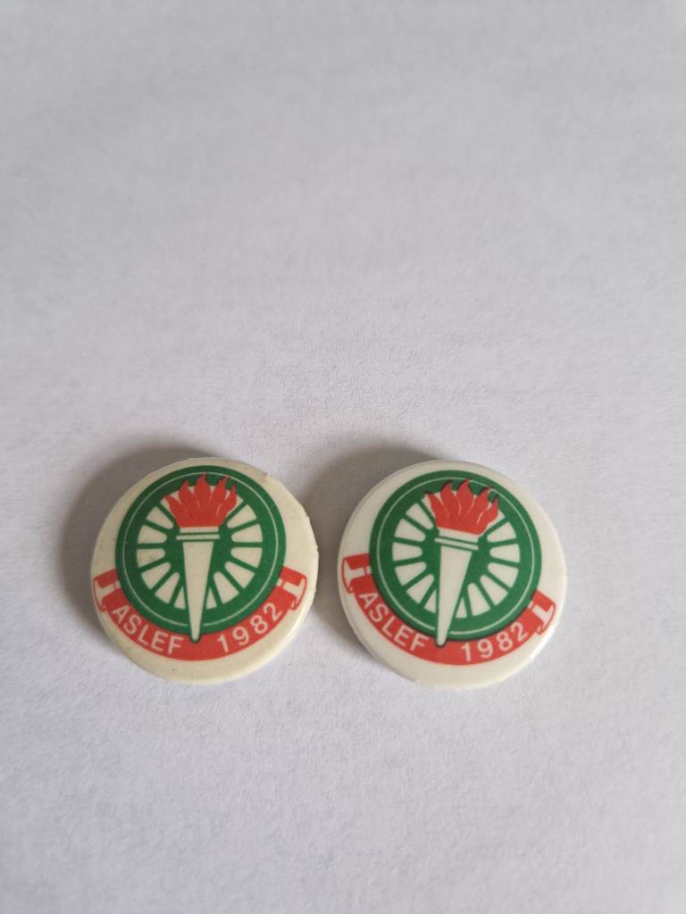 Vintage ASLEF 1982 Trade Union Badges - Pair - Railway History Collectable