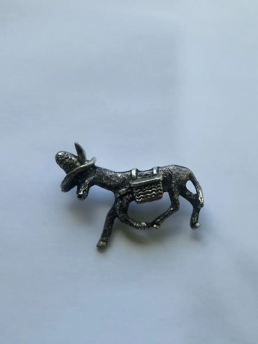 Vintage Donkey Mule with Hat & Basket Brooch