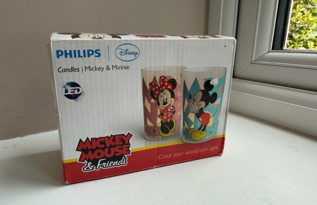 🚨 BNWT Philips Disney Mickey & Minnie Mouse Led Candles RRP £45