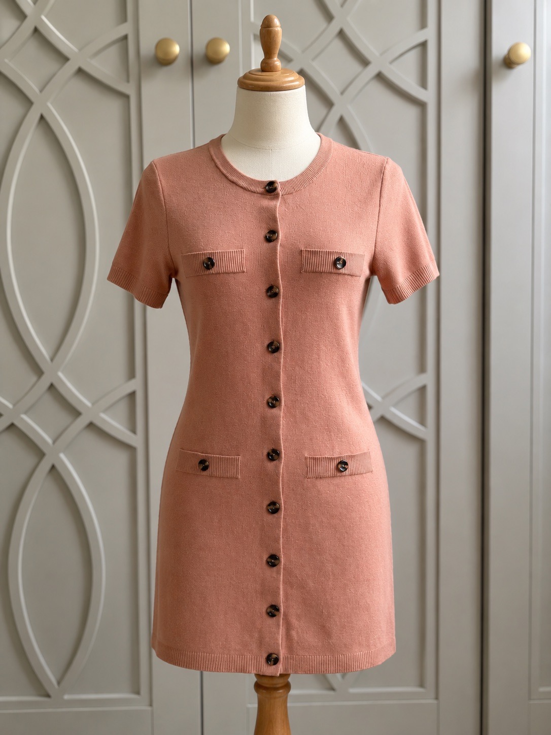 🚨 Worn Once H&M Beige Camel Buttoned Dress Women’s UK Size 6-8 RRP £38