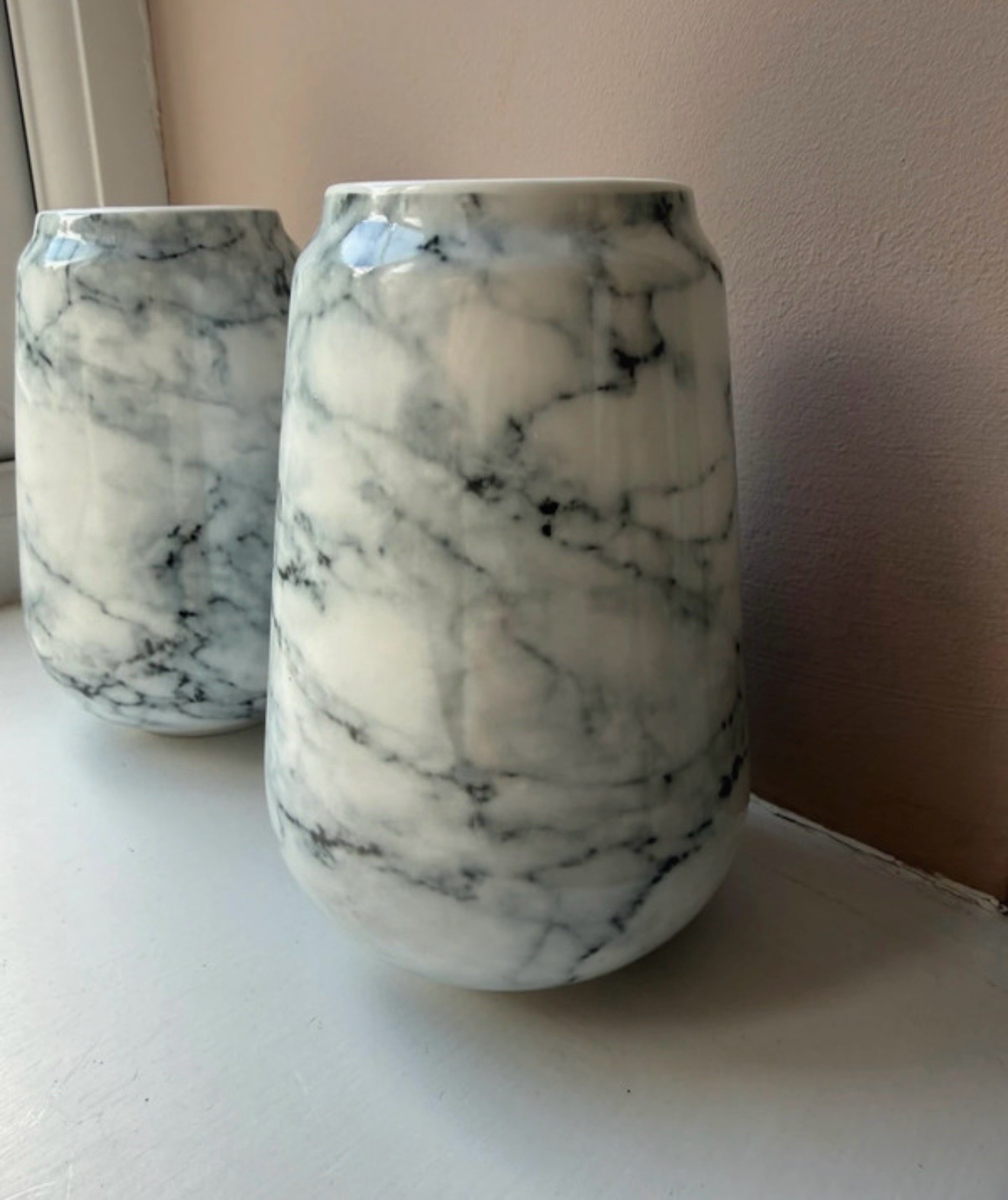 🚨 BNWoT  Lene Bjerre x2 Marble Vases Pots Home Decor RRP £18 each