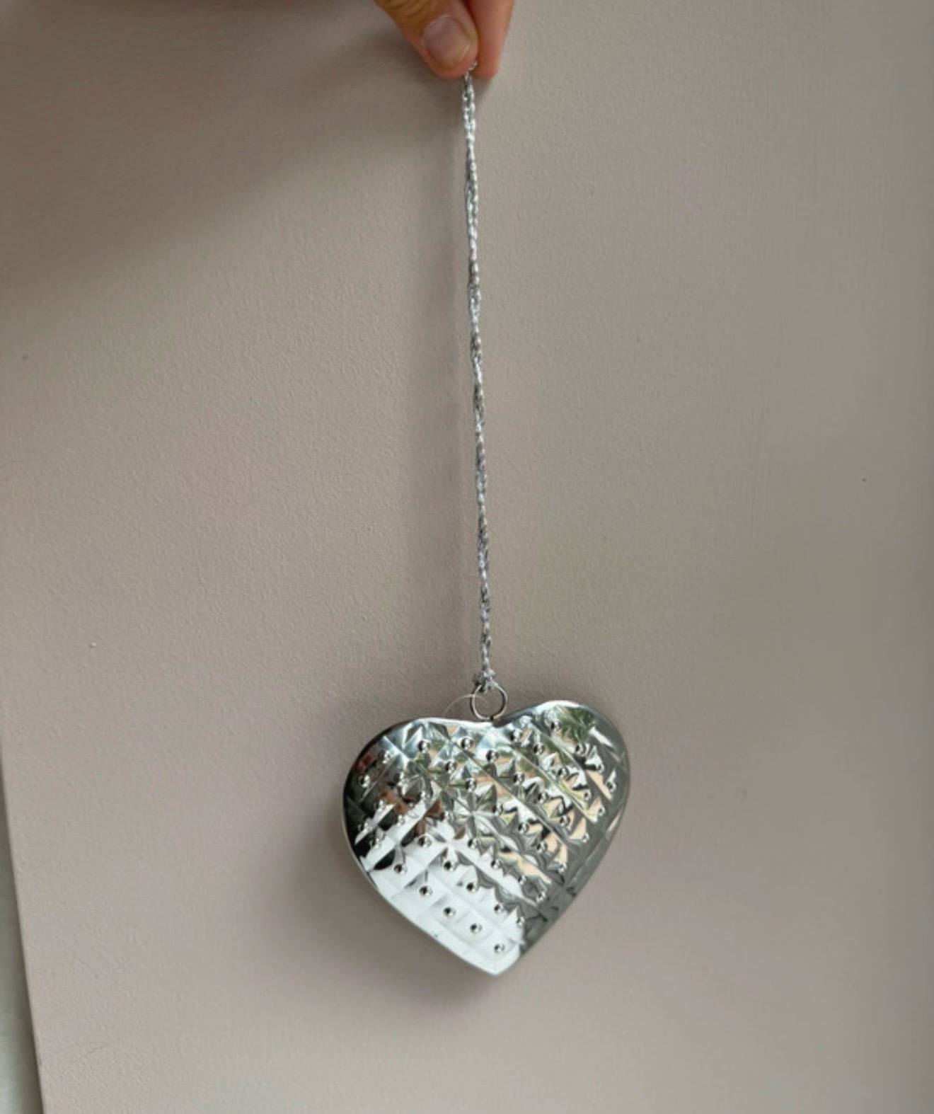 🚨 BNWT Fink Hanging Silver Dimpled Heart Decoration Home Decor RRP £5