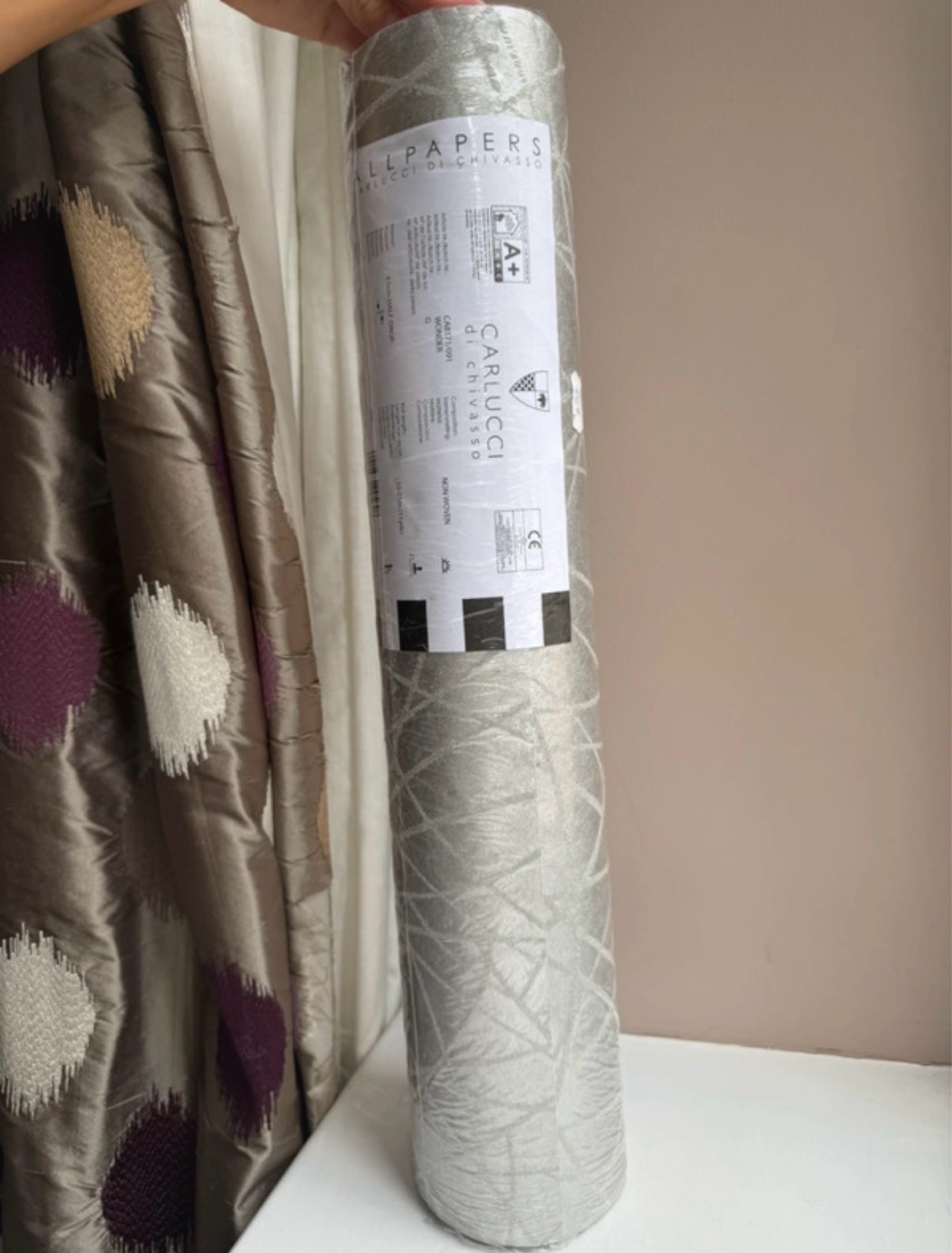 🚨 BNWT Carlucci di Chivasso Wonder Embellished 3D Embellished Silver Wallpaper 1 Roll RRP £165