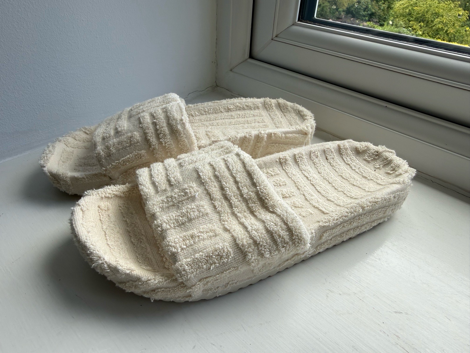🚨 Worn Once Women’s Cream Fabric Sliders UK Size 5 RRP £19