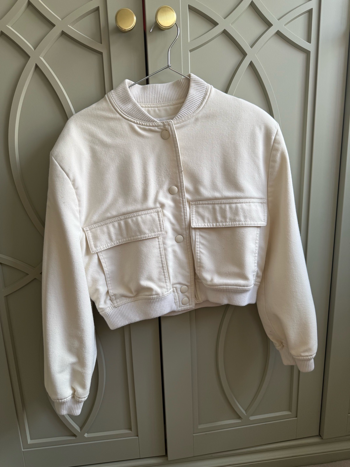🚨 Worn Zara Cream Bomber Jacket Women’s Small UK Size 8-12 RRP £46