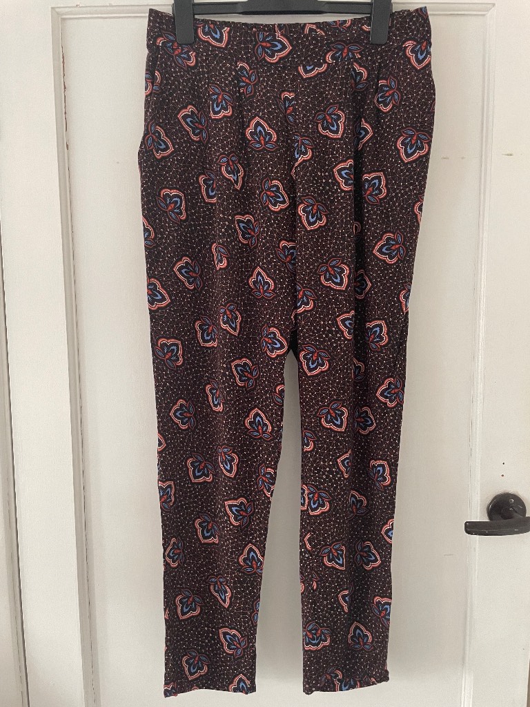 H & M patterned tapered trousers size 10