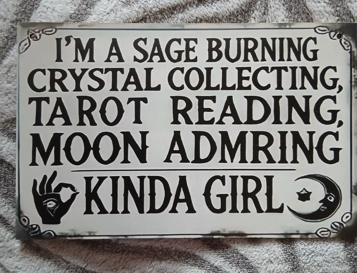 New 'Tarot, crystal, sage moon girl' wood sign