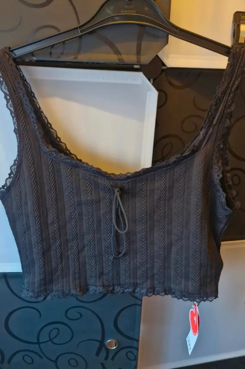Cider Black Lace Detail Crop Top Size Medium (10-12)