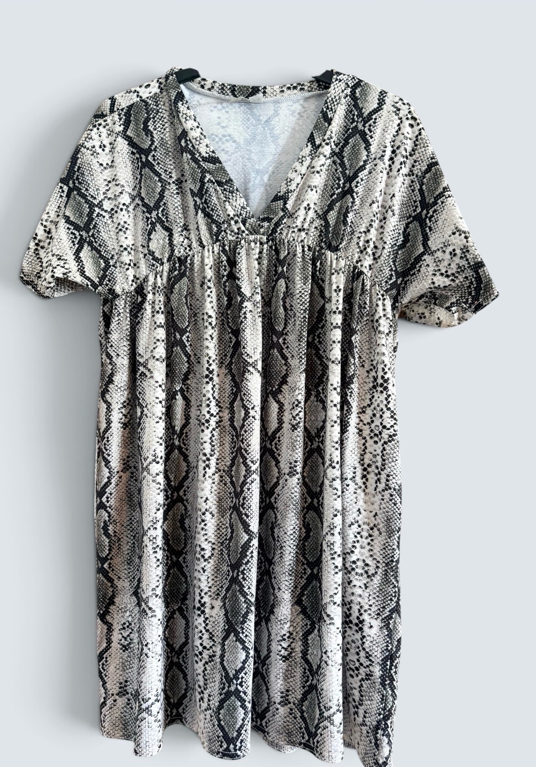 ASOS Snake Print Jersey Smock Dress V Neck Oversized Size 12