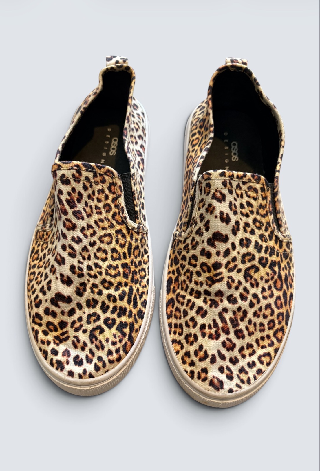 ASOS Leopard Print Slip On Pumps Size 7 White Soles