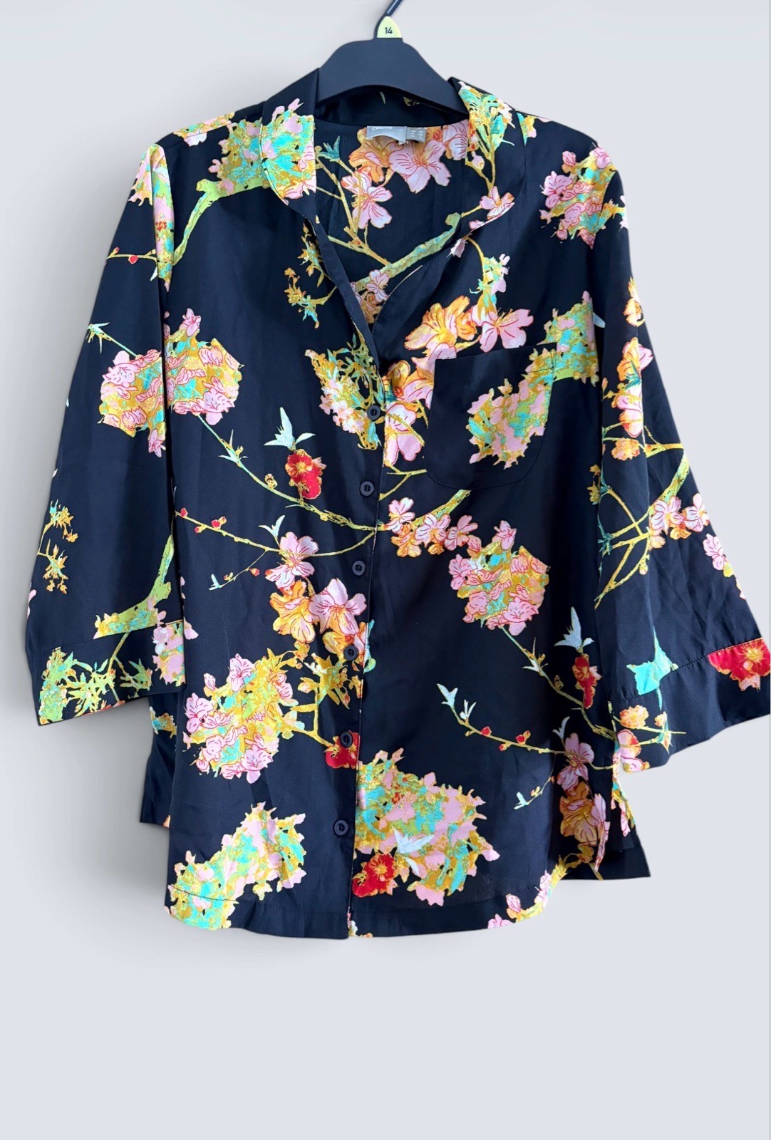 ASOS Design Women’s Black Floral Shirt Blouse Size 10