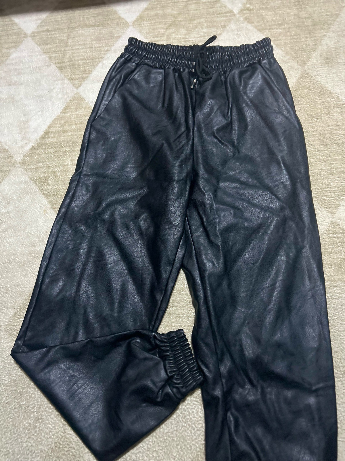 Lady’s medium faux leather tie waist trousers smart casual