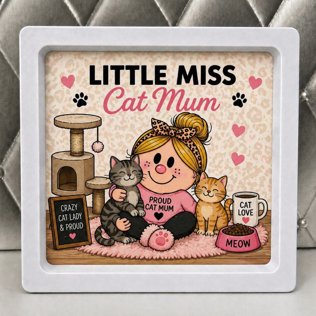 Little Miss Cat Mum Mini frame 9cm x 9cm