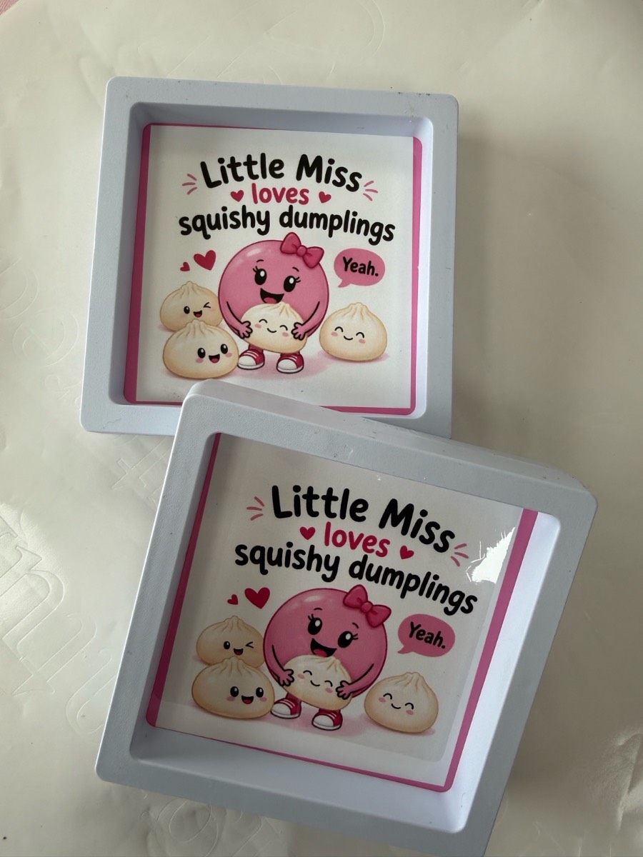 Little Miss Loves Squishy Dumplings 9x9cm Box Frame | Cute Kawaii Gift
