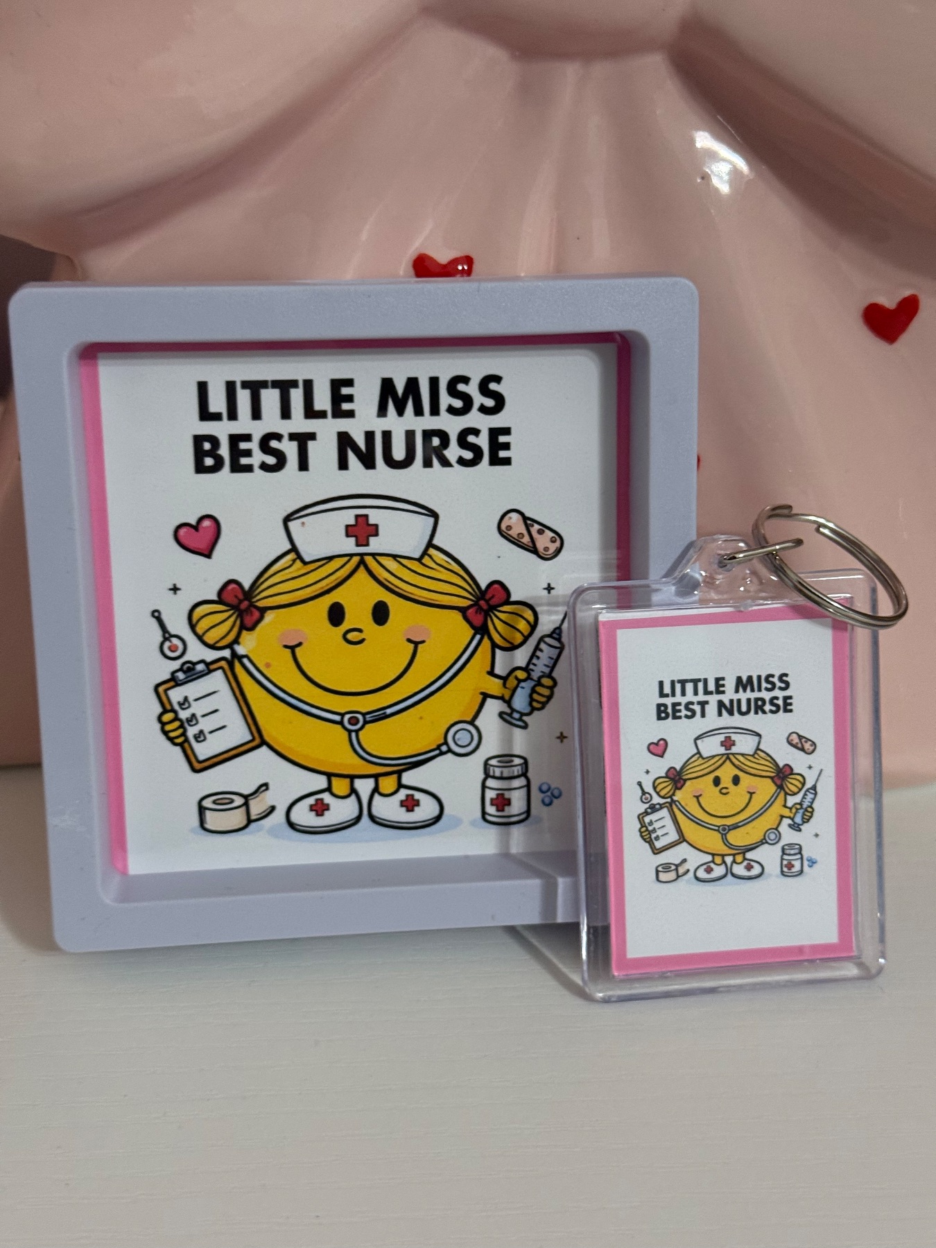 Cute little miss nurse gift set - frame and keyring