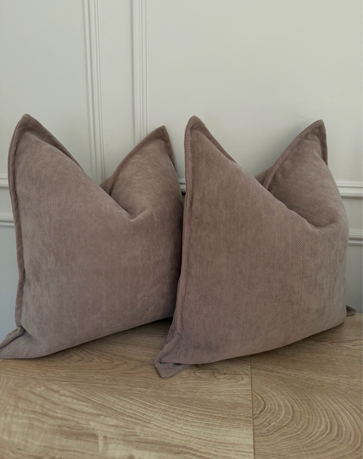Set of 2 taupe luxury cushion covers 45cm x 45cm