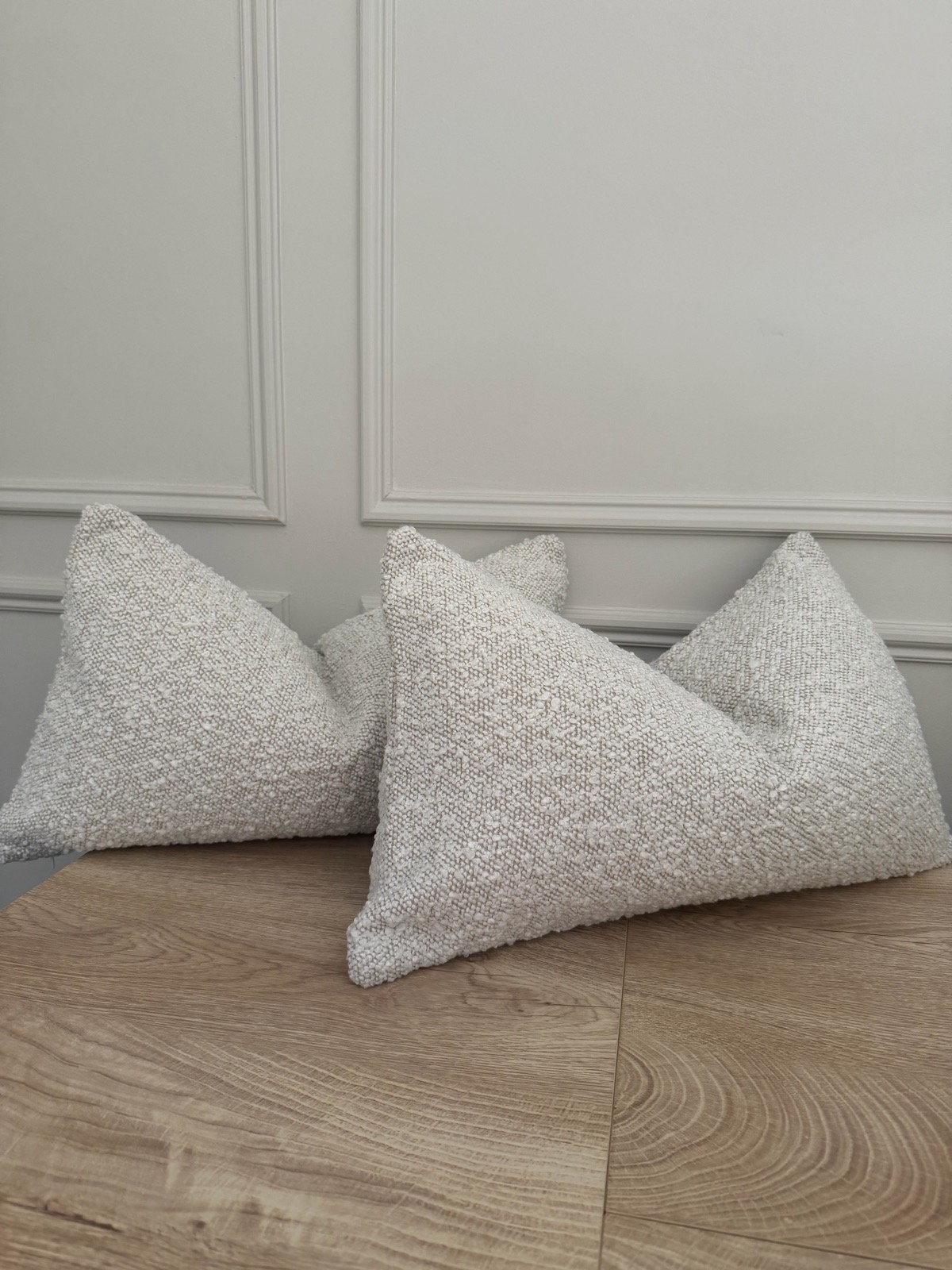 Beige white boucle luxury cushion covers 2pk