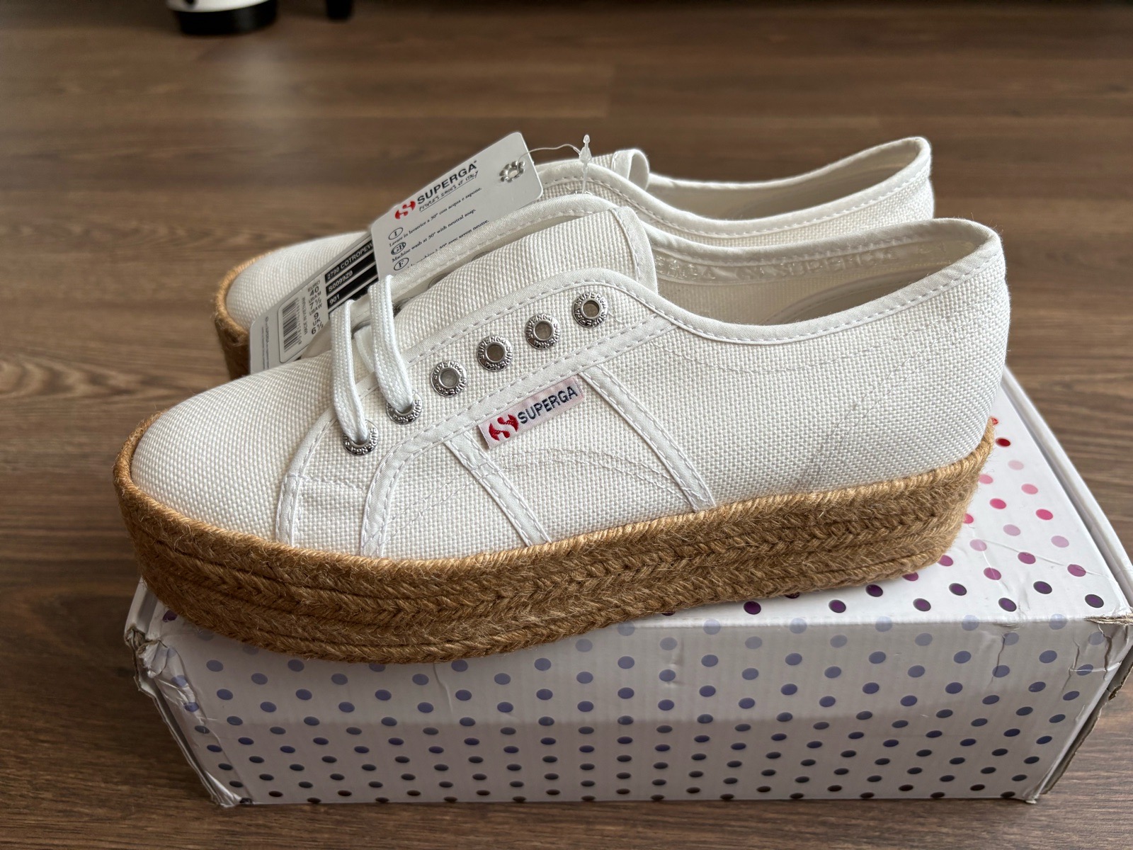SuperGa Cotropew white Espadrille Trainers uk size 6.5