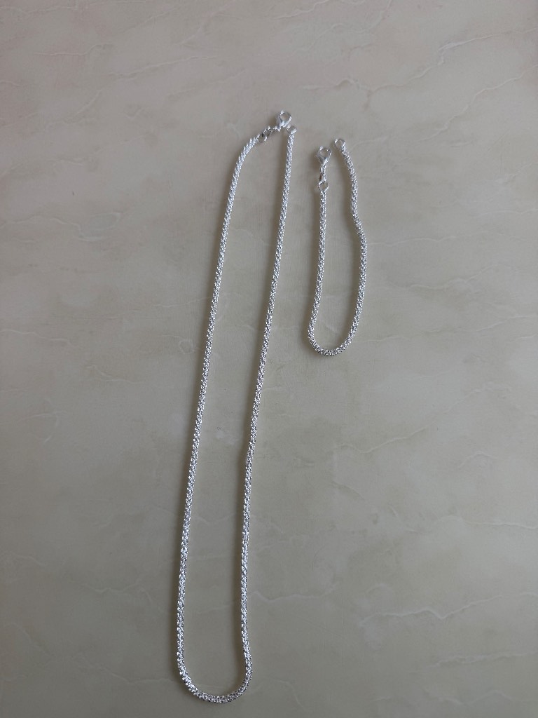 Silver chain and bracelet set