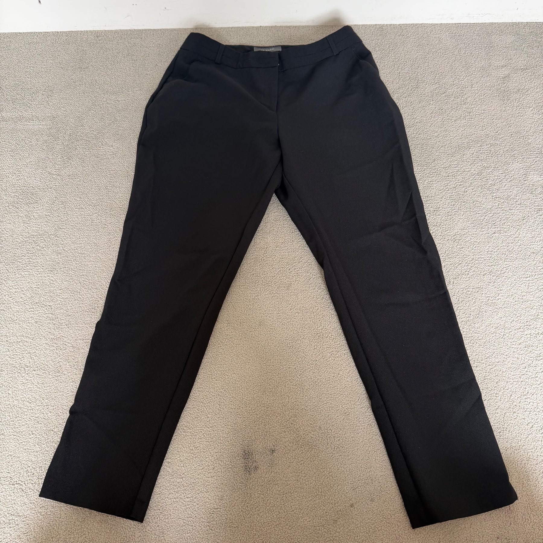 Primark Womens Black Tailored Trousers UK 12 Smart Work Office Straight Leg
