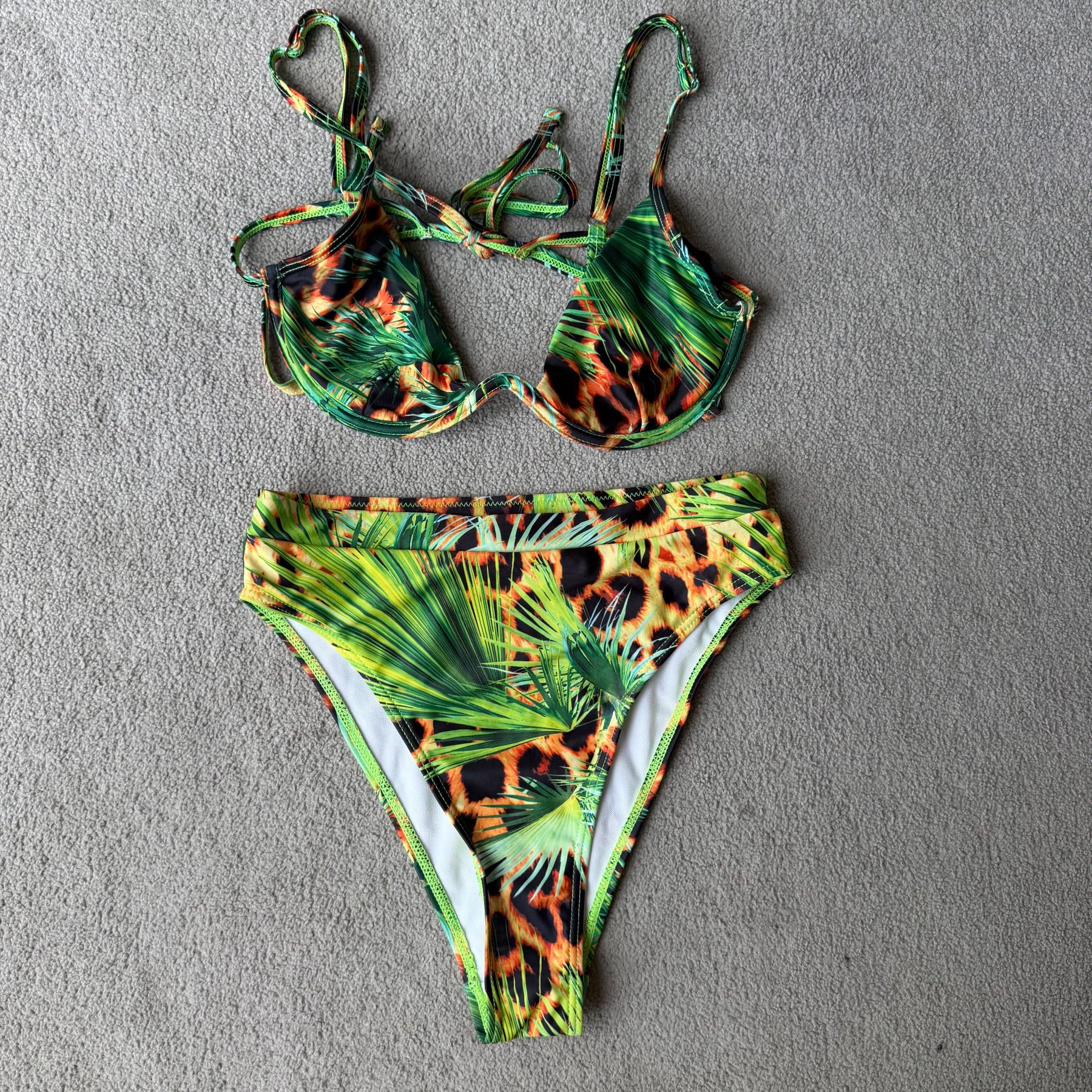 Missguided Tropical Leopard Bikini Set UK 8