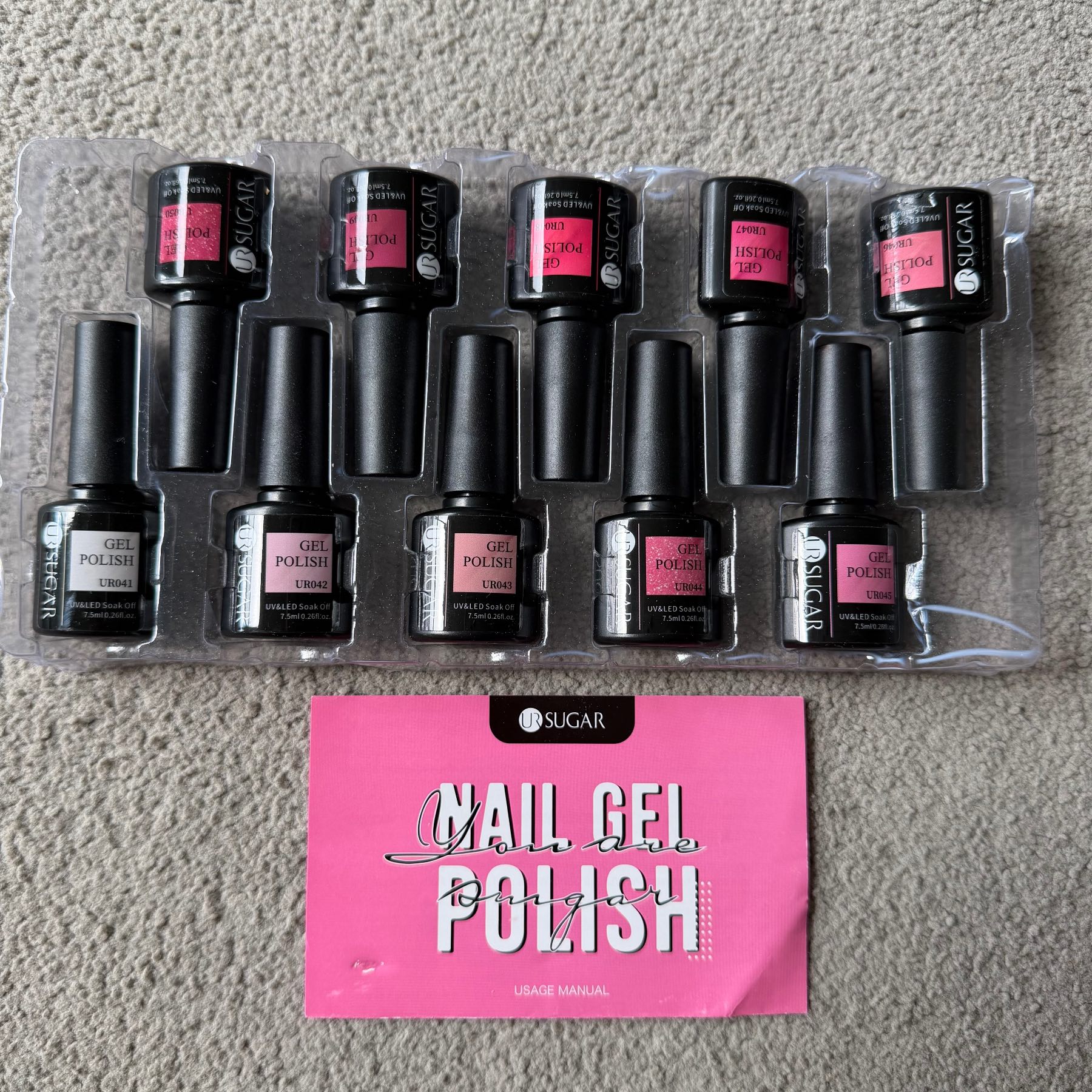 UR SUGAR 10 Piece UV/LED Gel Nail Polish Set – Pink/Nude Collection