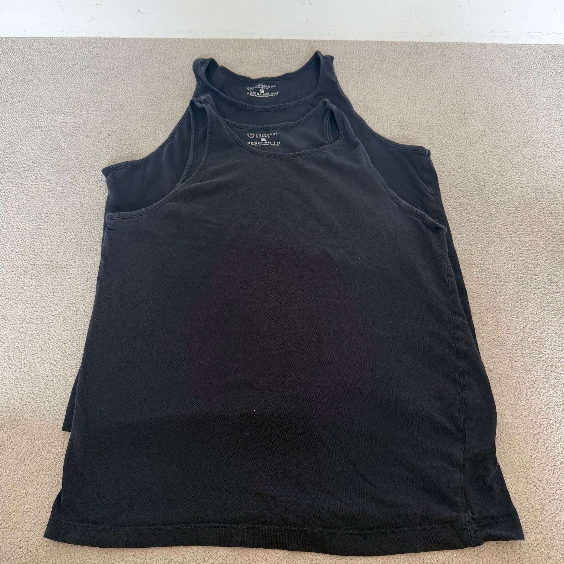 2x Primark Womens Black Vest Tops Size S 10-12 Regular Fit Sleeveless Bundle