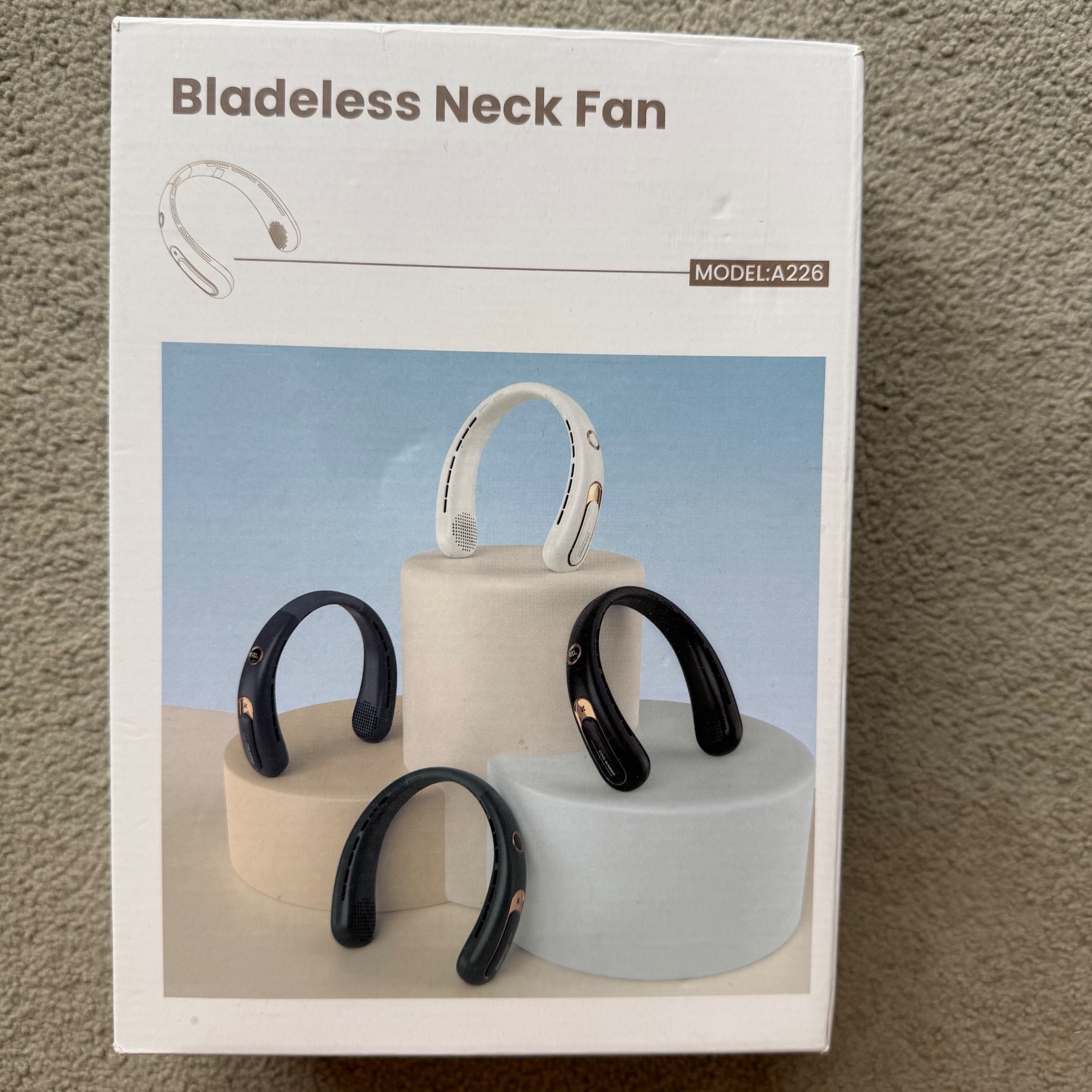Bladeless Neck Fan A226 Portable USB Rechargeable 3 Speed Digital Display