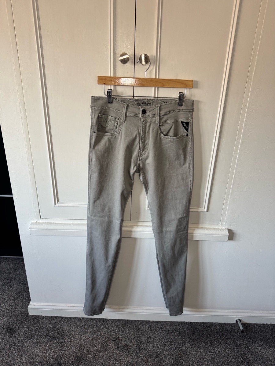 Replay Men's Anbass Jeans W31 L32 Grey Slim Stretch Skinny Retro Outdoor
