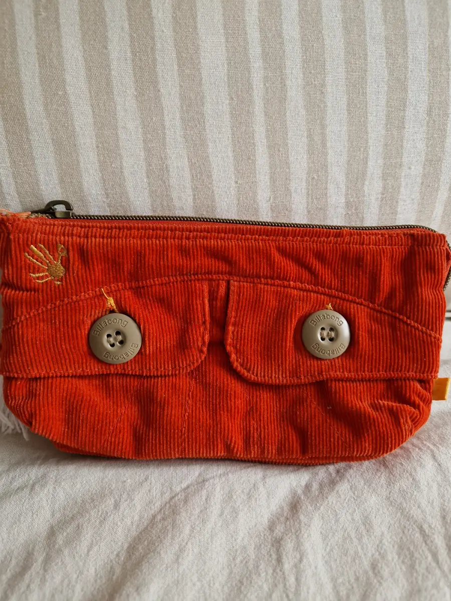 Vintage BILLABONG Orange Corduroy Multi-Compartment Wristlet Pouch Bag – Y2K