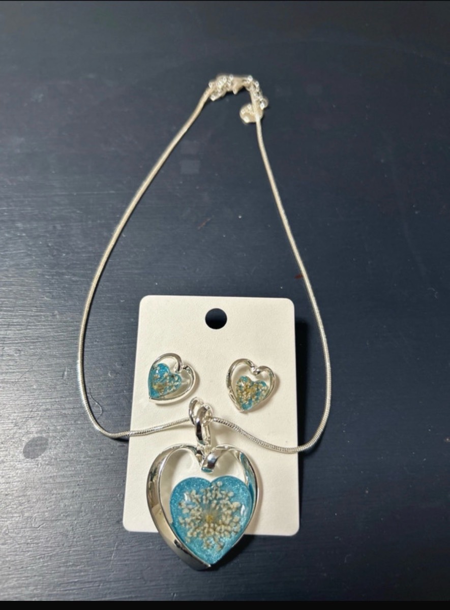 Gracee Heart necklace and earrings