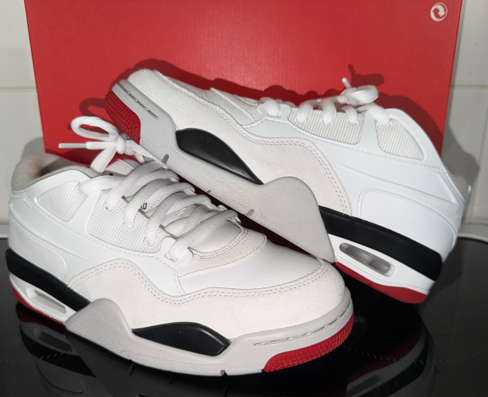 Air Jordan 4 RM "White / Varsity Red / Black" – UK 6 / EU 40 (VGC, Worn Once)