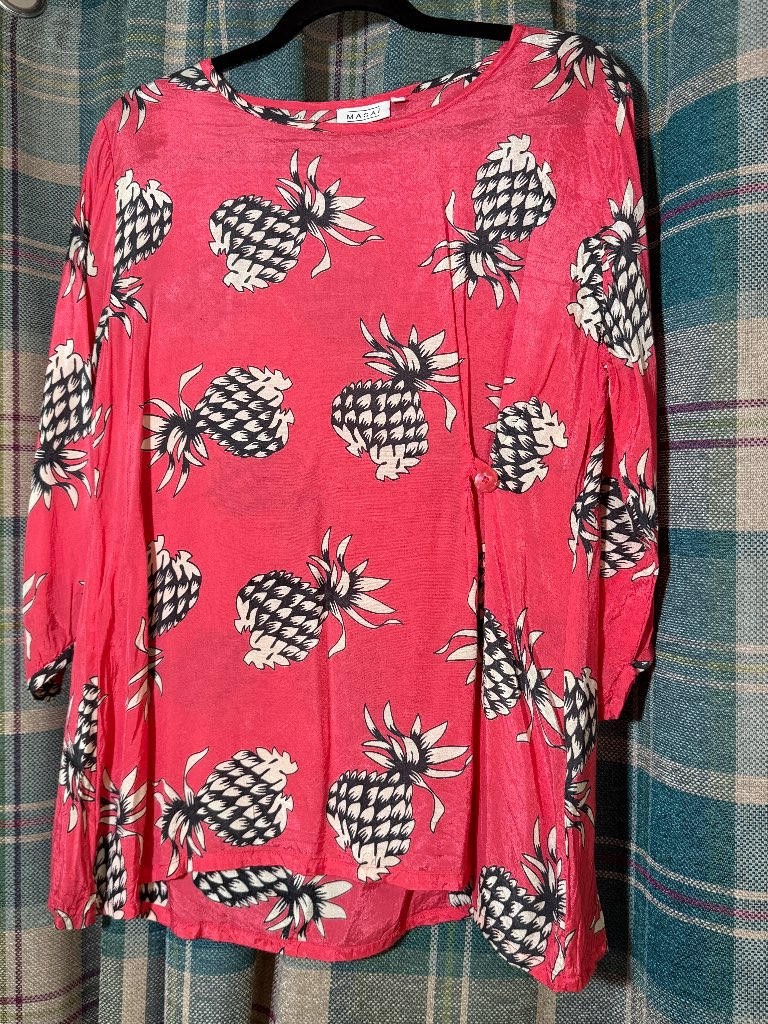 Masai Pink Pineapple Print Tunic Top – Size S