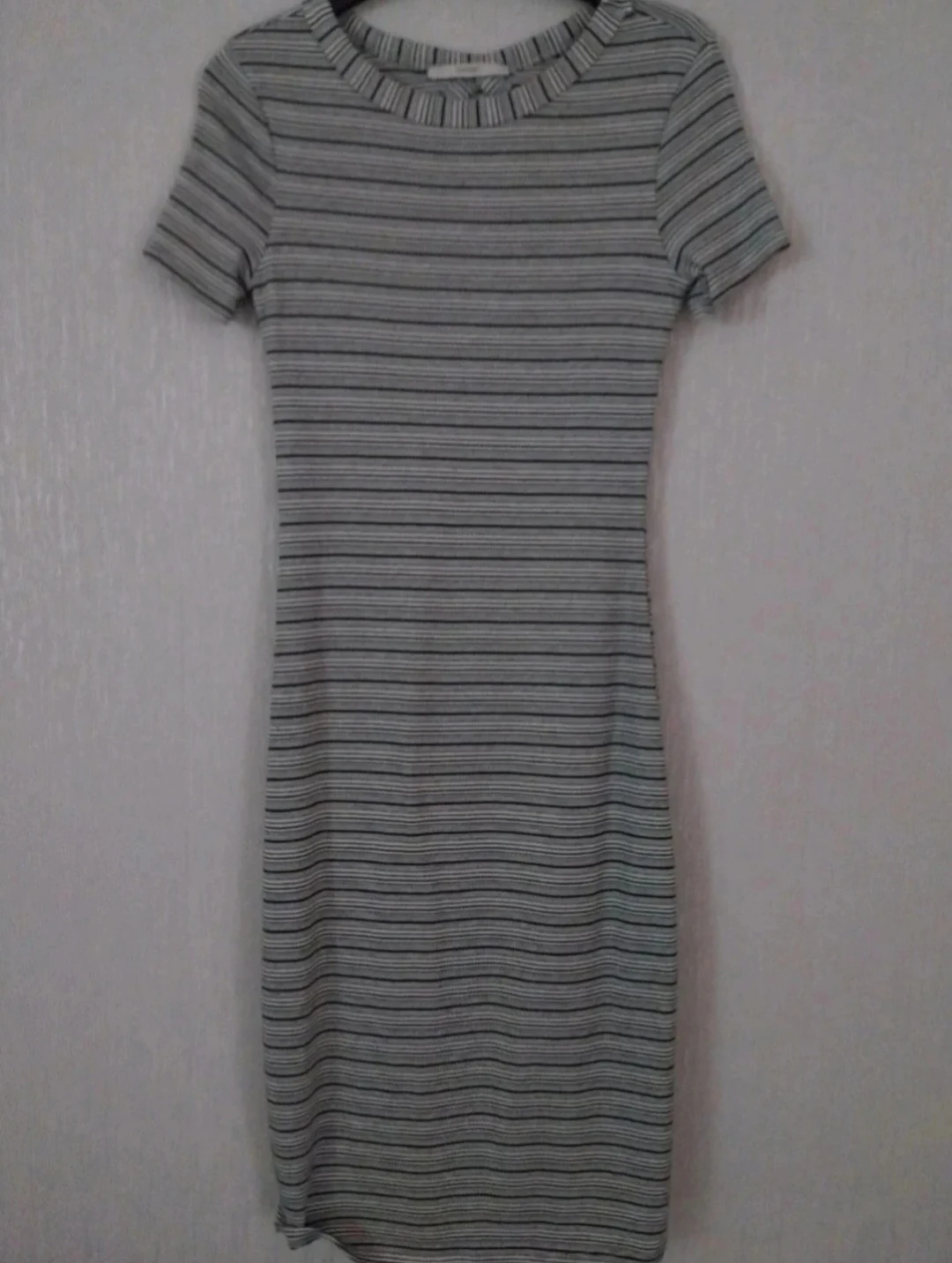 Ladies Grey Striped Dress