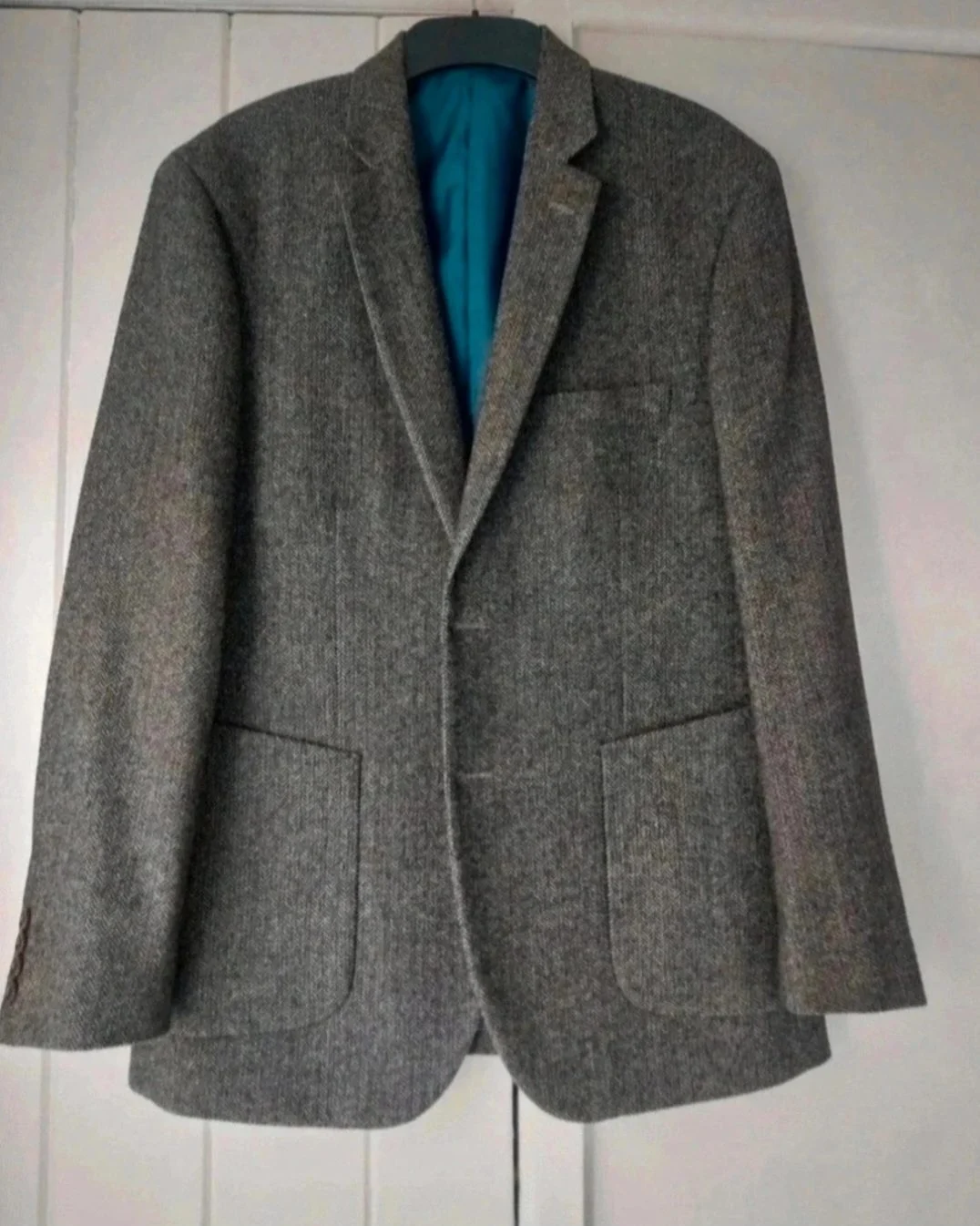Men's Grey Herringbone Casual Jacket