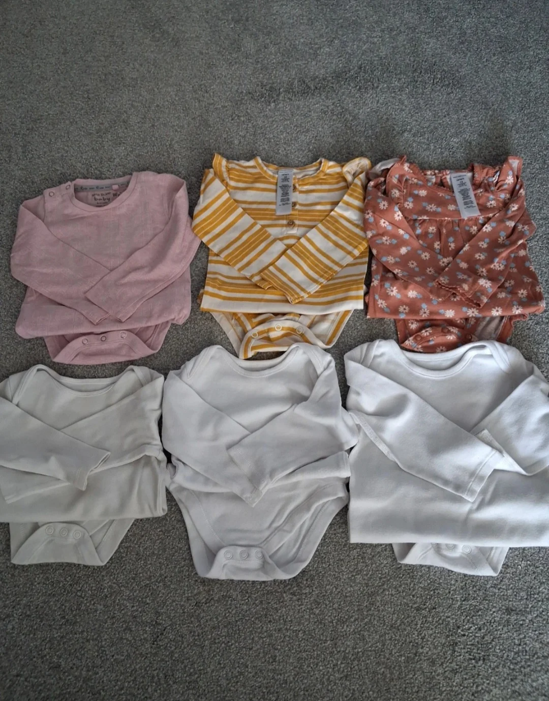 6 Girls Long Sleeve Bodysuits
