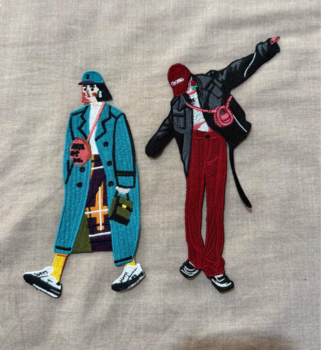 2pcs embroidered fashion girl sew on appliqué patch for clothing