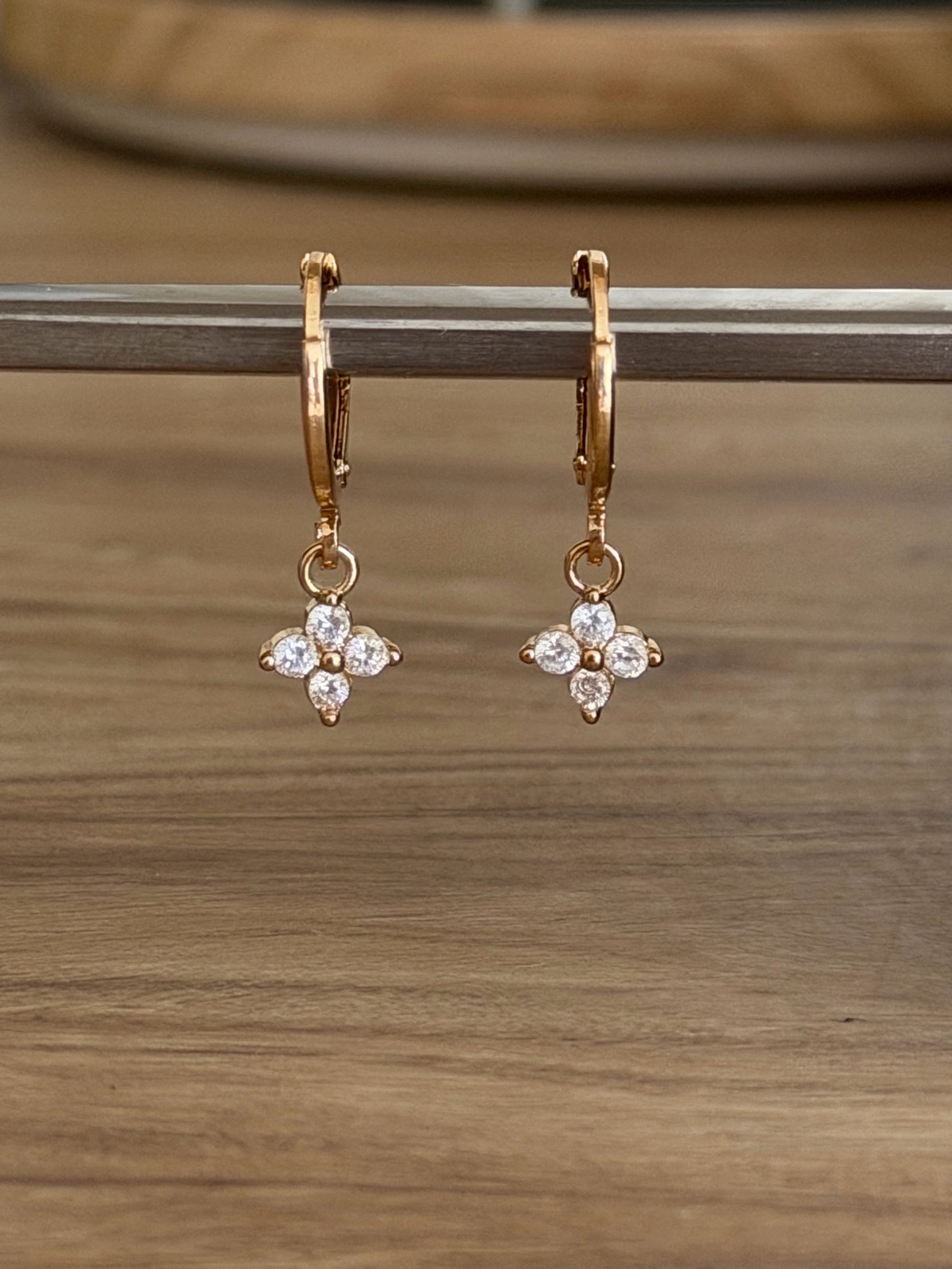 Sterling silver gold plated hoop droplets earrings