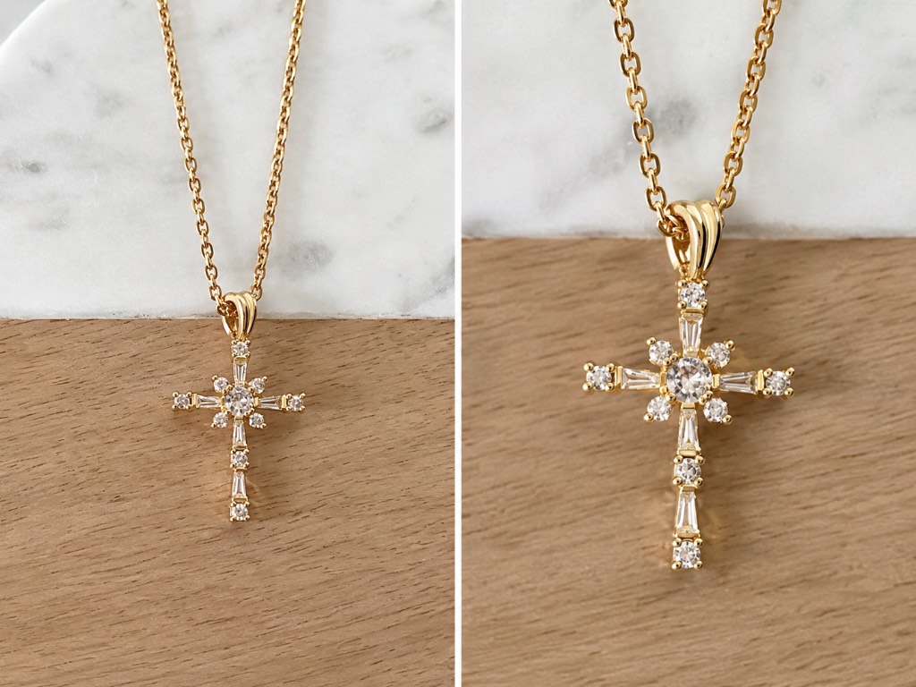 Gold plated Crystal Cross & Chain