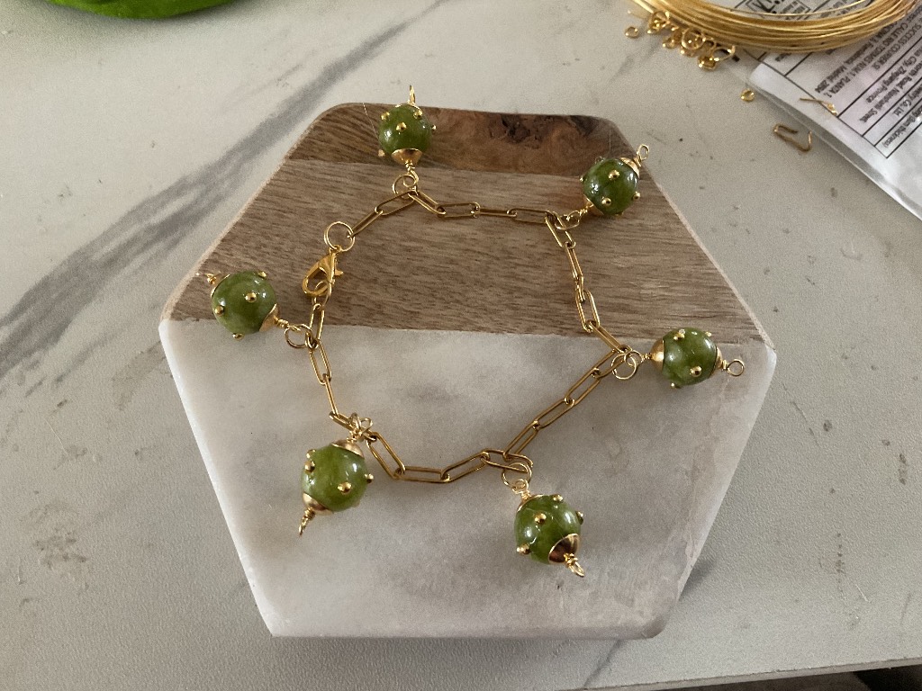 Beautiful Olive Green Dotty Bracelet- Handemade