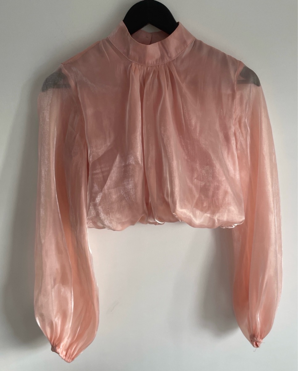 Boohoo Pink Elasticised Cropped Shimmer Blouse In 8