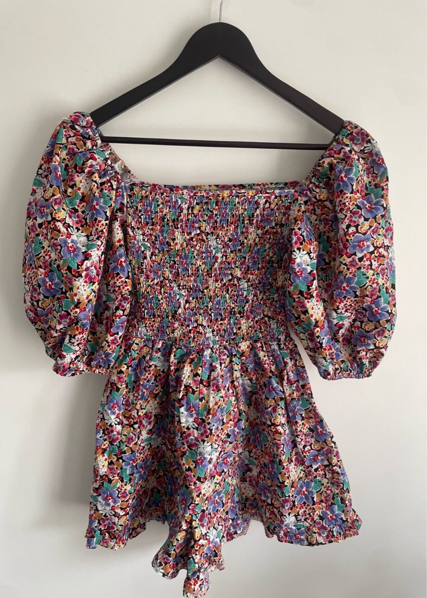 Miss Guided Summer Floral Off The Shoulders Playsuit Size- 8