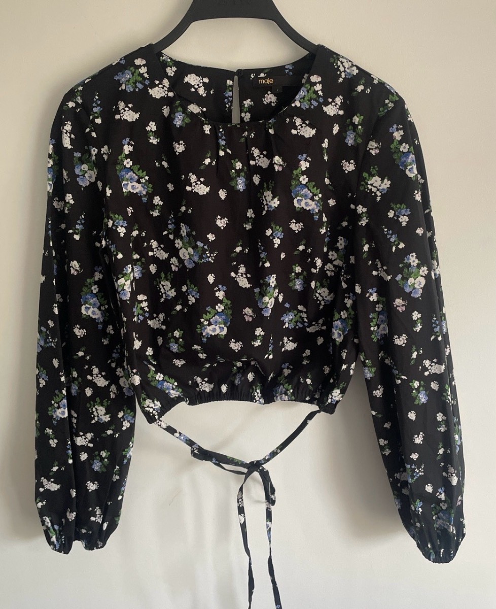 Maje Floral Summer Cropped Blouse Size-8