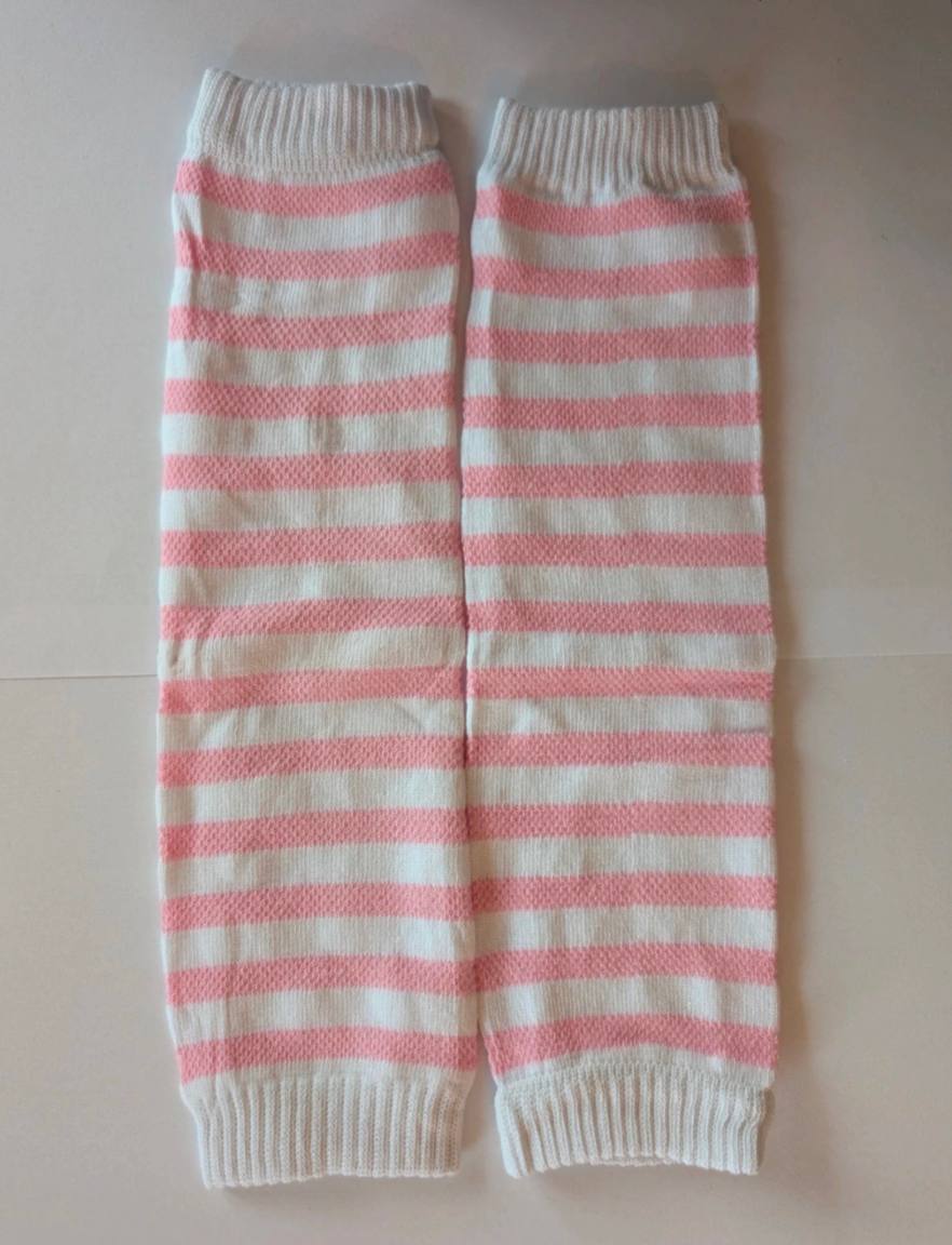 Baby Leg Warmers - Baby Pink Stripe