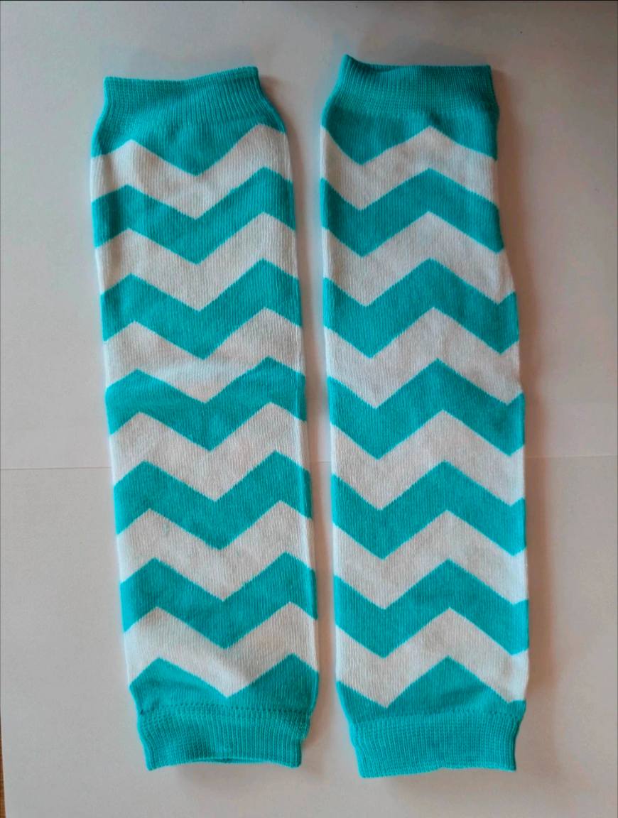 Baby Leg Warmers - Aqua Chevron