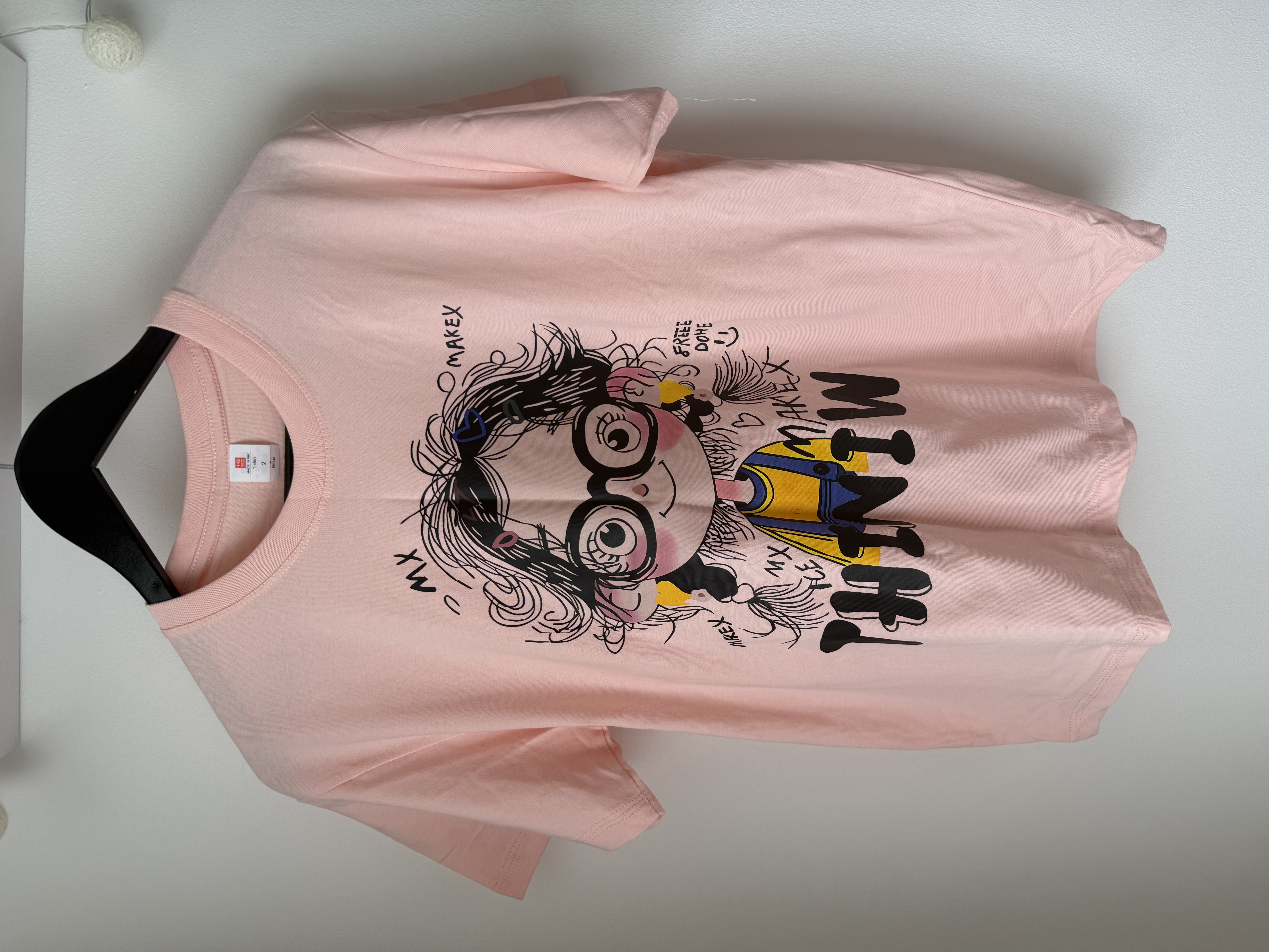 Cute Cartoon Graphic T-Shirt – Pink Oversized Tee , size M 100% cotton