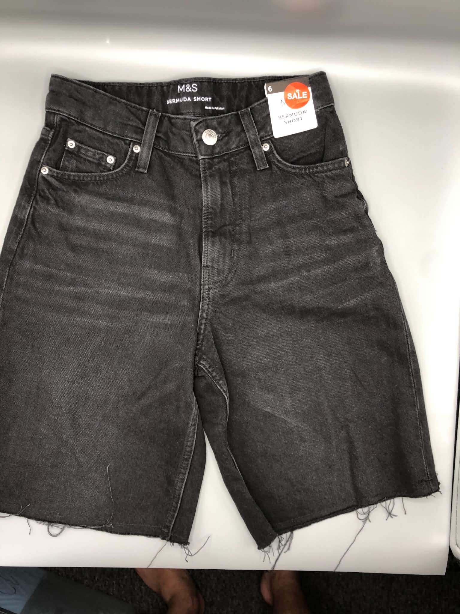 M&S Bermuda Denim Shorts Black UK 6 BNWT
