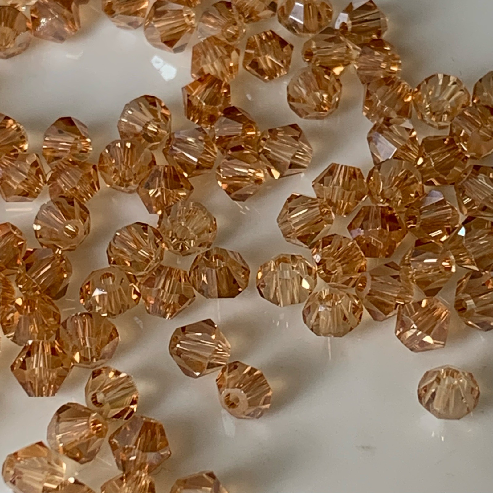 100 - 4mm Light amber m Crystal glass bicone beads for jewellery making